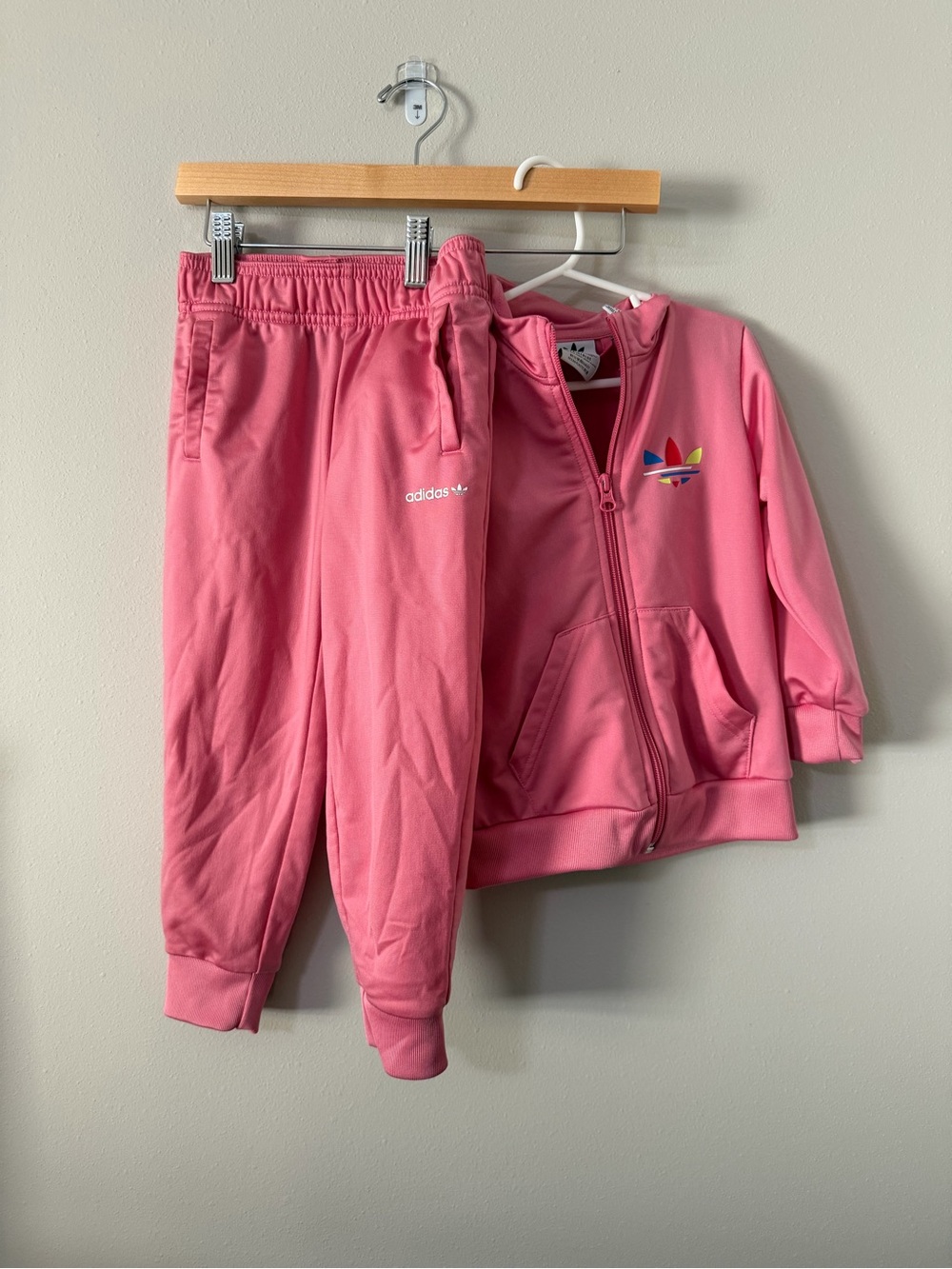 Adidas Originals Pink Track Set Girls 4T Trefoil Zip Jacket Joggers